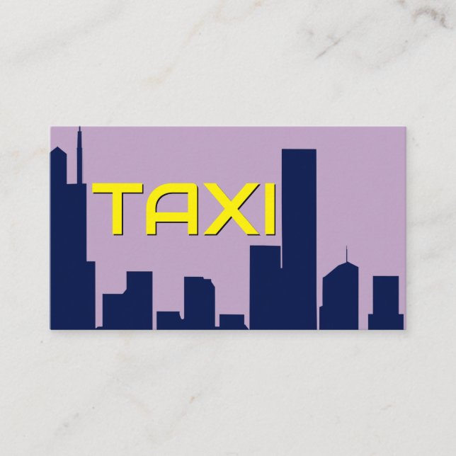 Carte De Visite Yellow TAXI bleu ville skyline chauffeur de taxi c (Devant)
