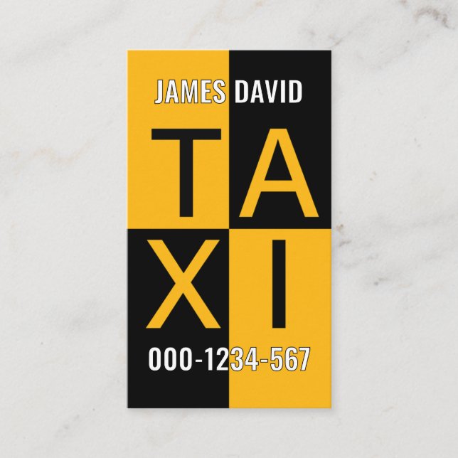 Carte De Visite Yellow Taxi Checked Box Cab Driving (Devant)