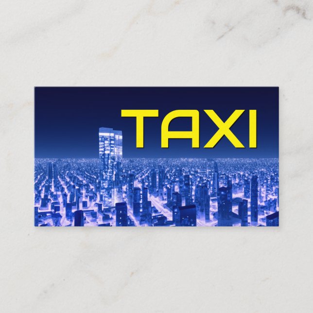 Carte De Visite Yellow TAXI ville néon lumières chauffeur de taxi  (Devant)