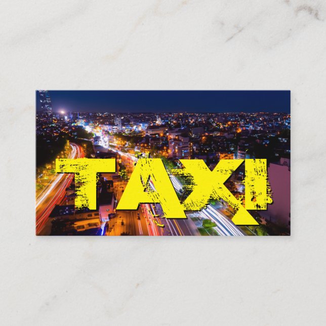 Carte De Visite Yellow TAXI ville néon lumières chauffeur de taxi  (Devant)