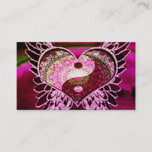 Carte De Visite Yin pourpre Yang avec le coeur de mandala