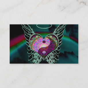 Carte De Visite Yin Yang, ailes d'ange et coeur