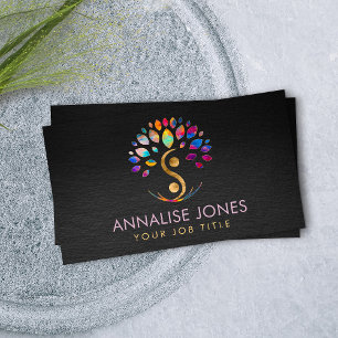 Carte De Visite Yin Yang arbre de vie - Coloré Feuille Business