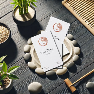 Carte De Visite Yin yang en or rose -vertical
