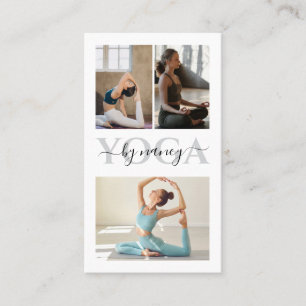 Carte De Visite Yoga Bold Typographie Photo Collage Qr Code