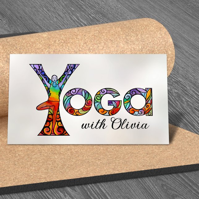 Carte De Visite Yoga Coloré Mot Art (Créateur téléchargé)