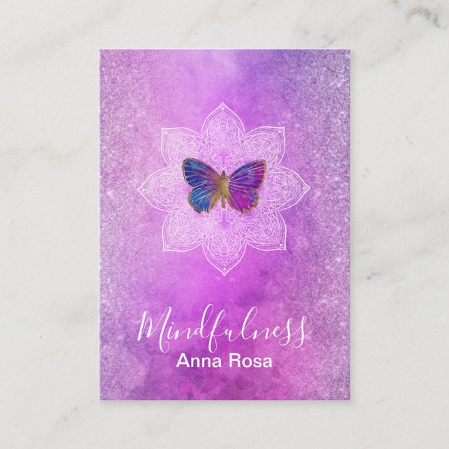Carte De Visite Yoga de papillon de mandala de Mindfulness de (Devant)