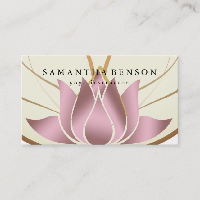 Carte De Visite Yoga élégant de logo de fleur de Lotus (Devant)