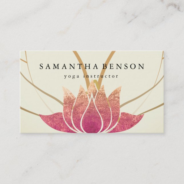 Carte De Visite Yoga élégant de logo de fleur de Lotus (Devant)