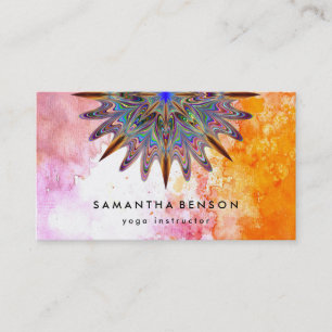 Carte De Visite Yoga élégant de logo de fleur de Lotus de couleu