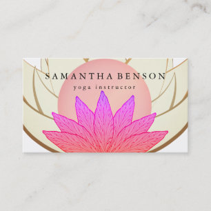 Carte De Visite Yoga élégant de logo de fleur de Lotus de rose e