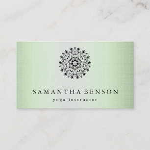 Carte De Visite Yoga élégant de logo de fleur de Lotus noir et
