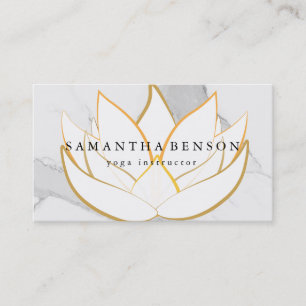 Carte De Visite Yoga élégant de logo de fleur noire et blanche