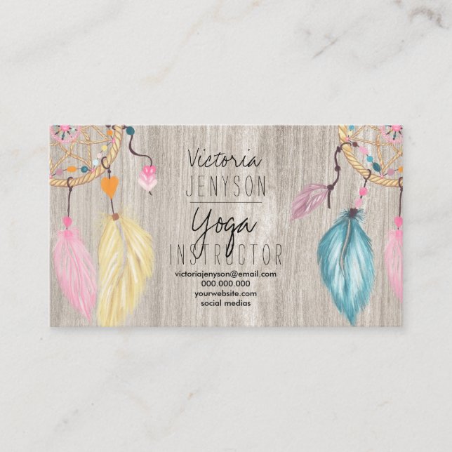 Carte De Visite Yoga en bois clair (Devant)