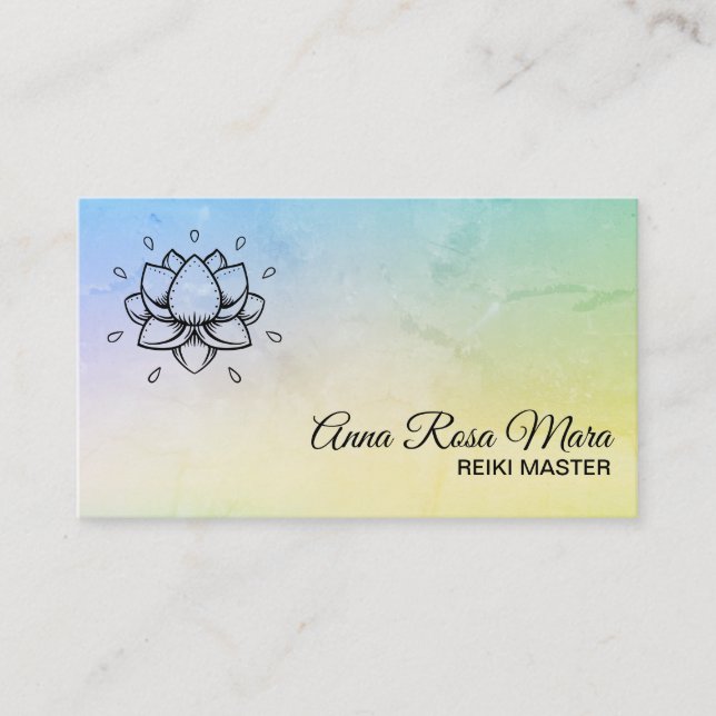 Carte De Visite *~* Yoga Energie Guérisseur Reiki Lotus Lily Massa (Devant)