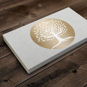 Carte De Visite Yoga Enseignant Cercle d'or & Guérison Arbre Fitne