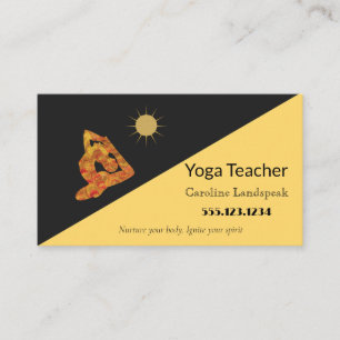 Carte De Visite Yoga enseignant Impressionnisme peint Multi Jaune