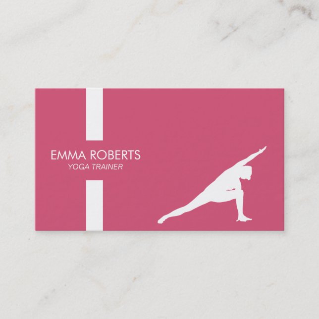 Carte De Visite Yoga Enseignant-Moderne Grille Plaine Rose Fille (Devant)