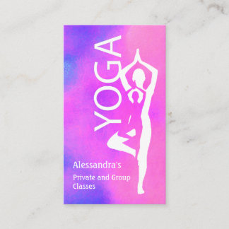 Carte De Visite Yoga Enseignant Pink Purple Tree Pose
