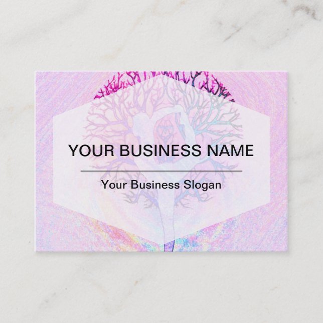 Carte De Visite Yoga-femme rose dans les couleurs pastel (Devant)