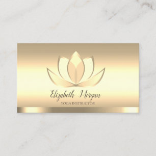 Carte De Visite Yoga Fleur de Lotus Dorée Chic Professionnelle