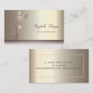 Carte De Visite Yoga Girl Silhouette Gold Champagne