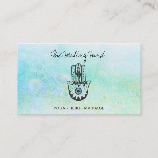 Carte De Visite *~* Yoga Hamsa Main de Fatima + Cratères de Lune (Devant)