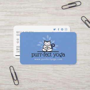Carte De Visite Yoga holistique chat Méditant Yoga Pose Bleu