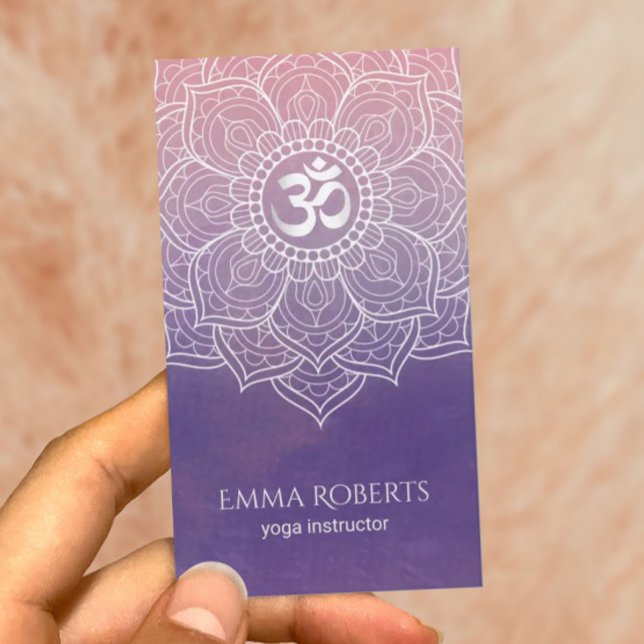 Carte De Visite Yoga Instructeur Aquarelle Lotus Mandala Namaste (Créateur téléchargé)