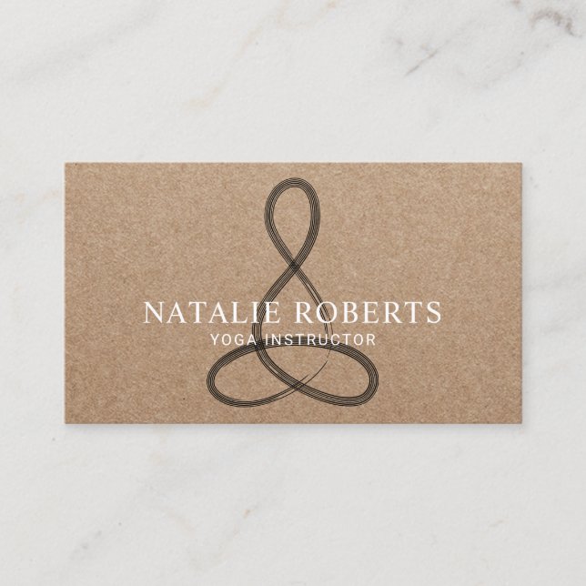 Carte De Visite Yoga Instructeur Logo de méditation Rustique Kraft (Devant)