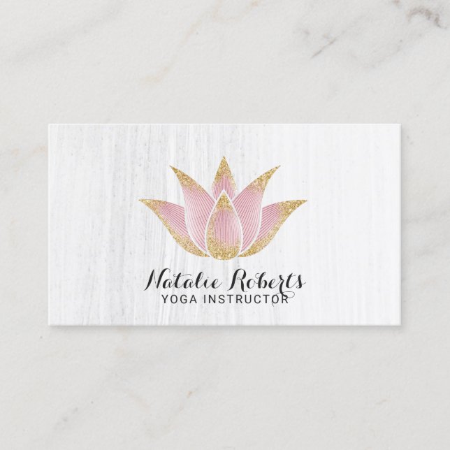Carte De Visite Yoga Instructeur Rose Gold Lotus Flower Salon Spa (Devant)
