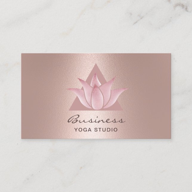 Carte De Visite Yoga Instructeur Rose moderne Gold Lotus Logo (Devant)