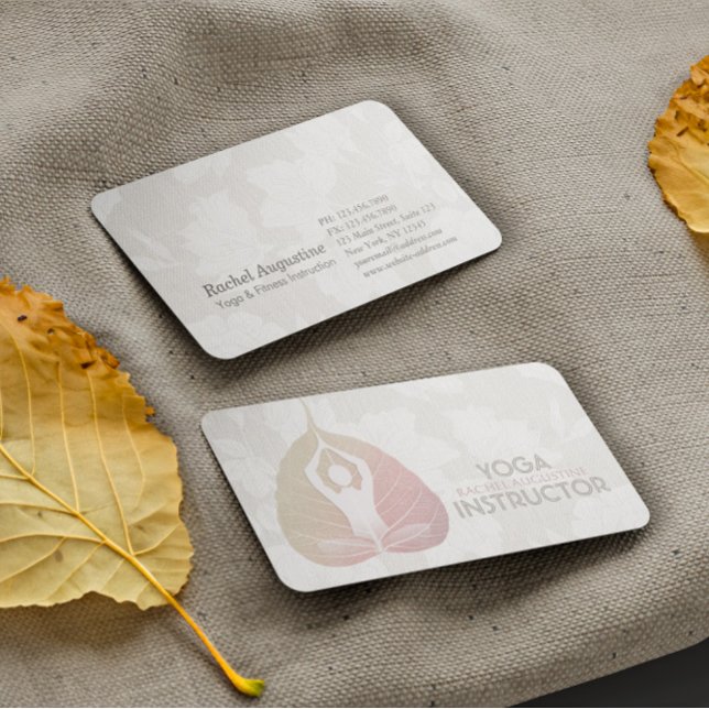 Carte De Visite Yoga Instructeur Studio Méditation Pose Bodhi Leaf (Créateur téléchargé)
