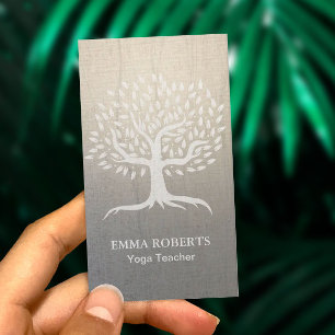 Carte De Visite Yoga Instructeur Wellness Tree Zen Linen Zen Vinta