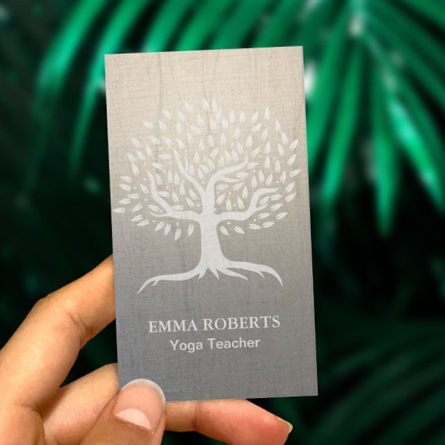 Carte De Visite Yoga Instructeur Wellness Tree Zen Linen Zen Vinta (Créateur téléchargé)