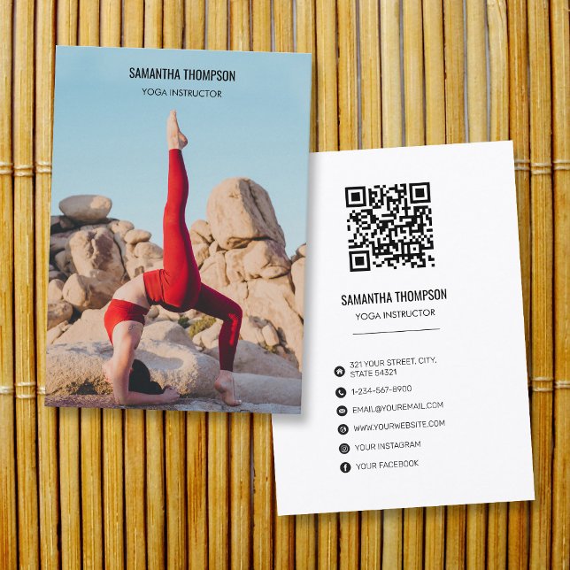 Carte De Visite Yoga Instructor Pilates Trainer Fitness Photo (Créateur téléchargé)
