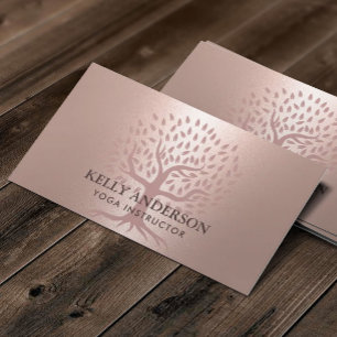 Carte De Visite Yoga Instructor Rose Gold Tree élégant