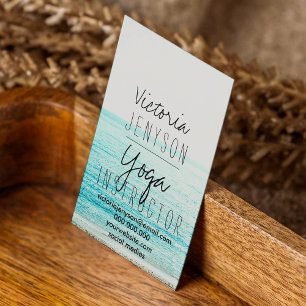 Carte De Visite yoga instructor typography beach photo