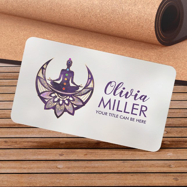 Carte De Visite Yoga Lotus Moon - Violet profond (Créateur téléchargé)