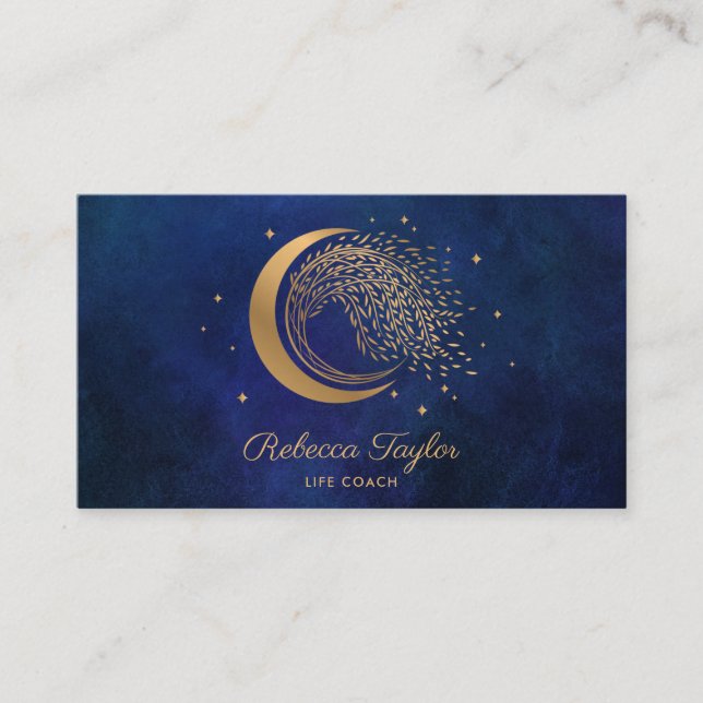 Carte De Visite yoga lune entraîneur de vie branché WILLOW Wtree G (Devant)