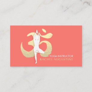 Carte De Visite Yoga Méditation Instructeur Arbre Pose Or OM SIGNE