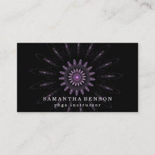 Carte De Visite Yoga noir élégant de logo de fleur de Lotus