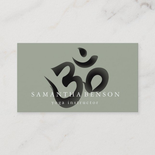 Carte De Visite Yoga noir et blanc élégant de logo de l'OM (Devant)