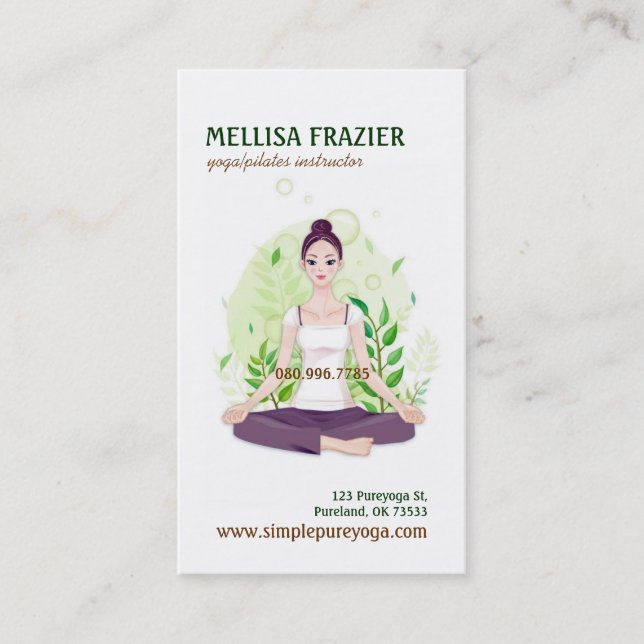 Carte De Visite Yoga Pilates Méditation Business/Instructeur (Devant)