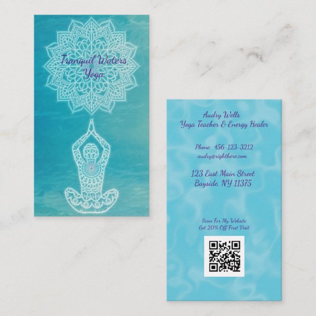 Carte De Visite Yoga Pose et Mandala (Devant / Derrière)