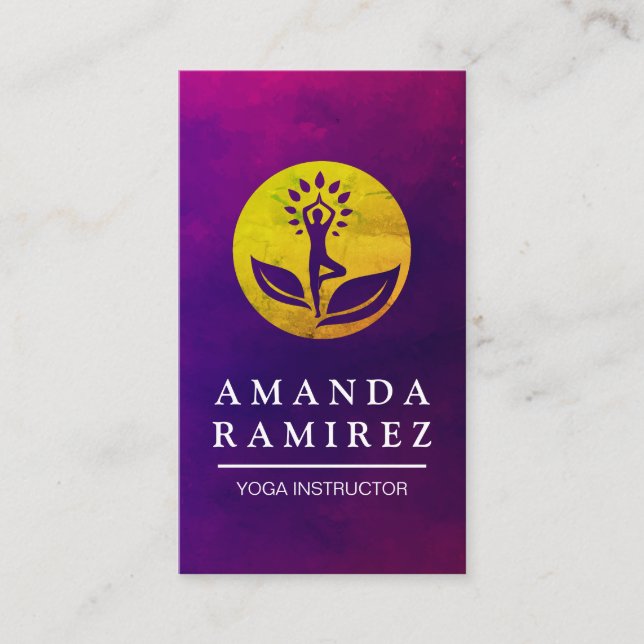 Carte De Visite Yoga Pose Golden Logo (Devant)