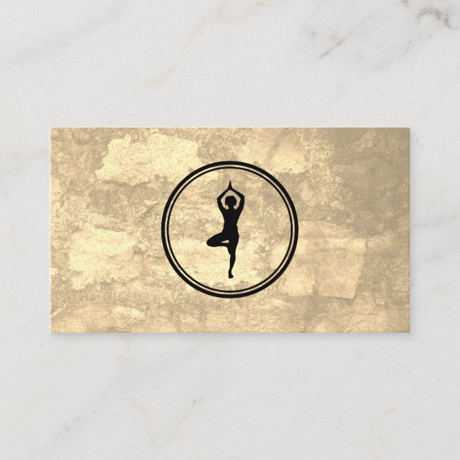 Carte De Visite Yoga Pose Logo Sepia Texture (Devant)