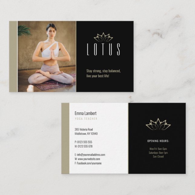 Carte De Visite Yoga | Professeur professionnel (Devant / Derrière)