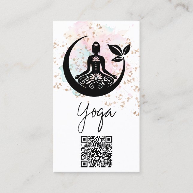 Carte De Visite *~*Yoga QR AP33 Rainbow Lotus Spirituel (Devant)