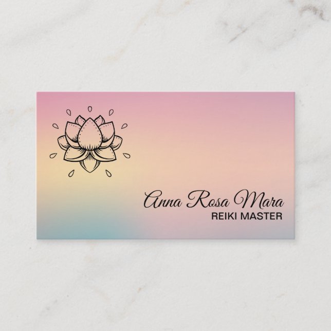 Carte De Visite *~* Yoga Reiki Soigneur d'énergie Lotus Lily Massa (Devant)